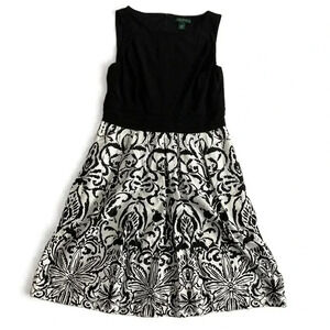 Lauren By Ralph Lauren Black And White Sleeveless Dress‎ Size 12